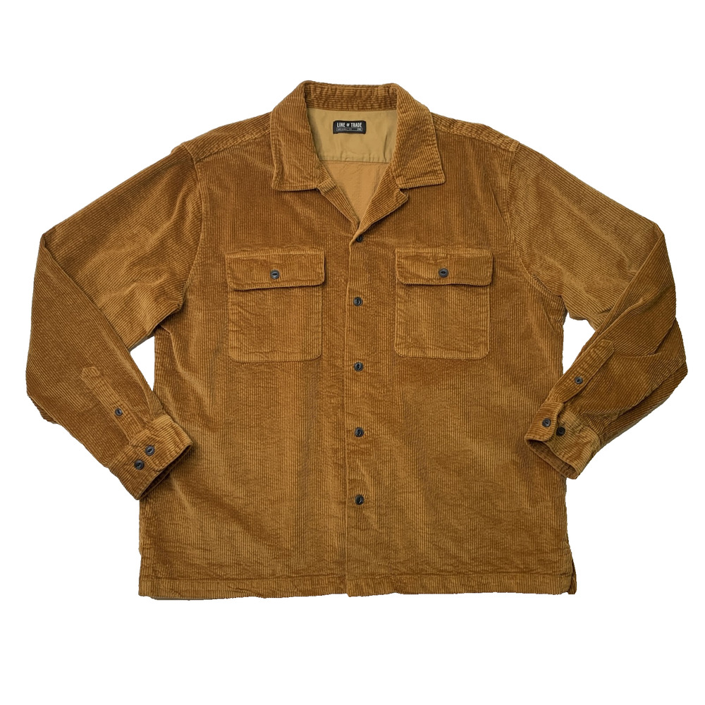Line of Trade Camp Overshirt Mens 2XL Earth Brown Corduroy Stretch Button Up